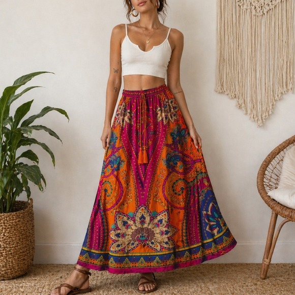Soft Surroundings Dresses & Skirts - Whimsical Boho Paisley Maxi Skirt Hippie Festival Soft Surroundings‎ Size Small